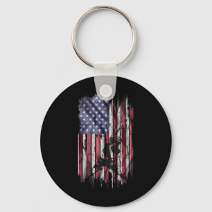 Vintage Usa American Flag Best Badminton Dad Ever  Keychain