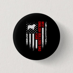 Vintage USA American Flag Best English Bulldog Button