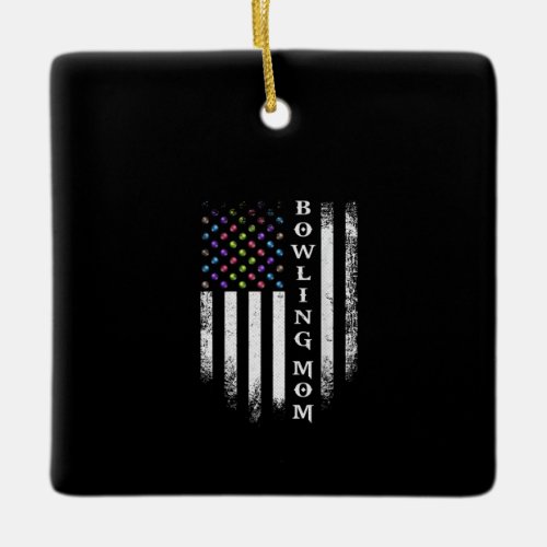 Vintage USA American Flag Bowling Mom Bowler Ceramic Ornament