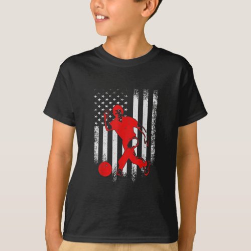 Vintage USA American Flag Bowling Player Bowler T_Shirt