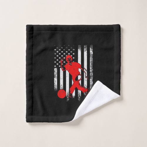 Vintage USA American Flag Bowling Player Bowler Wash Cloth