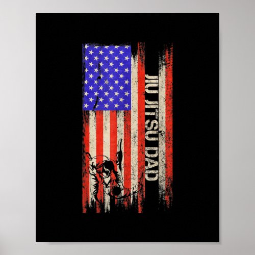 Vintage USA American Flag Brazilian Jiu Jitsu Dad Poster