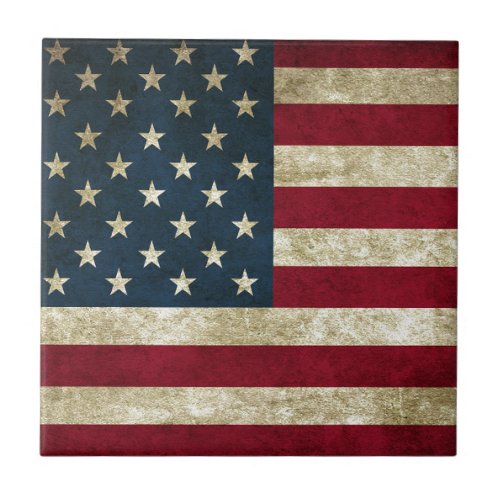 Vintage USA American Flag Ceramic Tile
