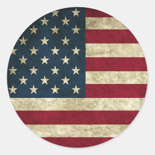 Vintage USA American Flag Classic Round Sticker