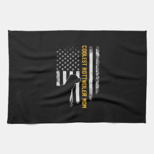 Vintage USA American Flag Coolest Rottweiler Mom Kitchen Towel