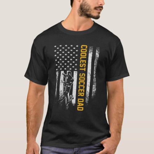 Vintage USA American Flag Coolest Soccer Dad Silho T_Shirt