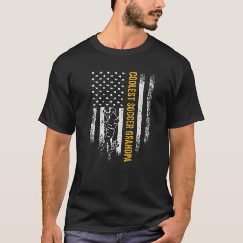 Vintage USA American Flag Coolest Soccer Grandpa S T_Shirt