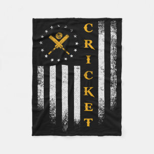 Vintage Usa American Flag Cricket Player Team Silh Fleece Blanket