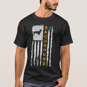 Vintage Usa American Flag Dachshund Dog Silhouette T-Shirt