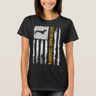 Vintage USA American Flag Dachshund Grandpa Silhou T-Shirt