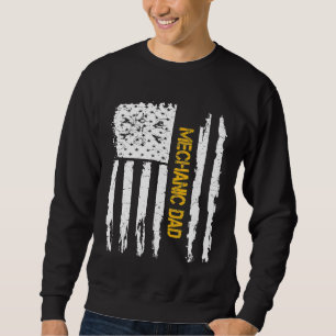 Vintage Usa American Flag Diesel Mechanic Dad Silh Sweatshirt