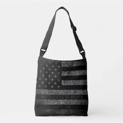 Vintage USA American Flag Distressed Text Crossbody Bag