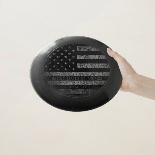 Vintage USA American Flag Distressed Text Wham_O Frisbee