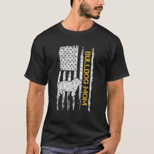 Vintage USA American Flag English Bulldog Dog Mom T-Shirt