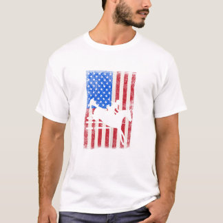 Vintage USA American Flag Equestrian Eventing Hors T-Shirt