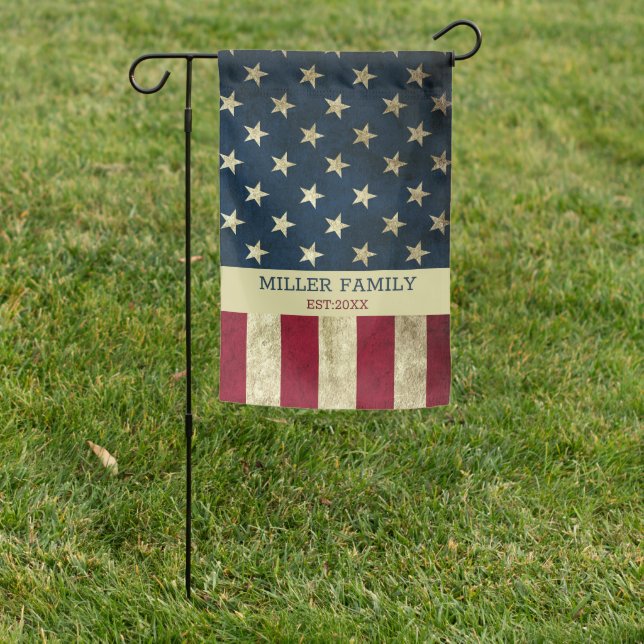 Vintage USA American Flag Family Name Rustic (In SItu)