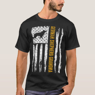 Vintage USA American Flag German Shepherd Grandma T-Shirt