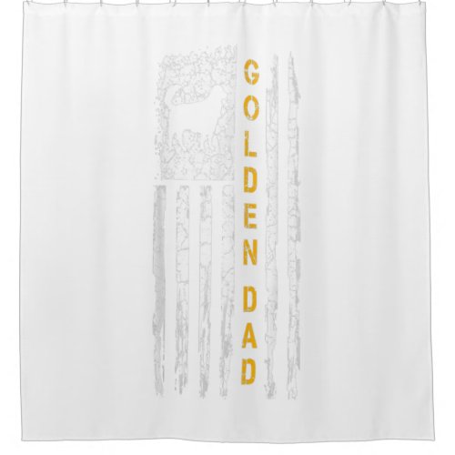 Vintage USA American Flag Golden Retriever Dad Shower Curtain