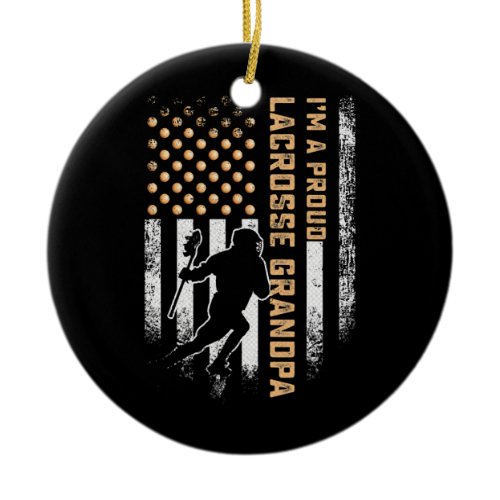 Vintage USA American Flag I'm A Proud Lacrosse Ceramic Ornament