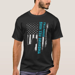 Vintage USA American Flag I'm A Proud Shih Tzu Dog T-Shirt
