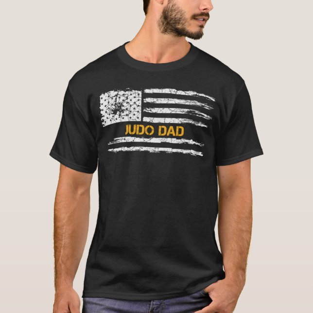 Vintage USA American Flag Judo Karate Dad Silhouet T-Shirt (Front)