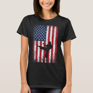 Vintage Usa American Flag Karate 4th Of July Marti T-Shirt