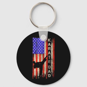 Vintage USA American Flag Karate Dad Karateka Keychain