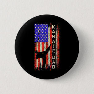 Vintage Usa American Flag Karate Dad Karateka Silh Button