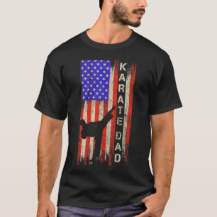 Vintage Usa American Flag Karate Dad Karateka Silh T-Shirt