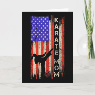 Vintage Usa American Flag Karate Mom Karateka Silh Card
