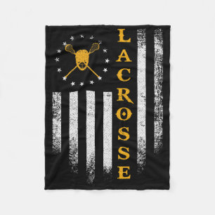 Vintage Usa American Flag Lacrosse Player Team Sil Fleece Blanket