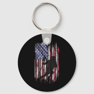 Vintage Usa American Flag Lacrosse Player Team Sil Keychain