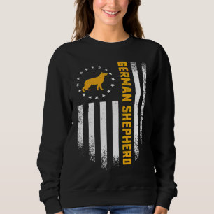 Vintage USA American Flag Love German Shepherd Sil Sweatshirt