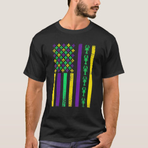 Vintage USA American Flag Mardi Gras Funny Mardi G T-Shirt