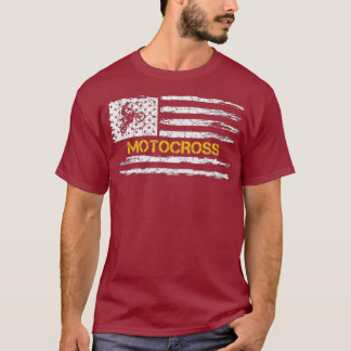 Vintage USA American Flag Motocross Dirt Bike T-Shirt