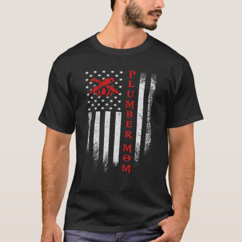 Vintage USA American Flag Plumber Mom Plumbing Sil T_Shirt