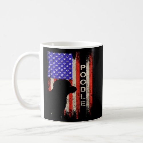 Vintage USA American Flag Poodle Dog Silhouette Di Coffee Mug