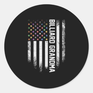 Vintage USA American Flag Pool Billiard Grandma Classic Round Sticker