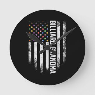 Vintage USA American Flag Pool Billiard Grandma Round Clock
