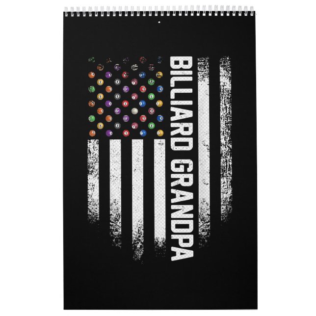 Vintage USA American Flag Pool Billiard Grandpa Calendar (Cover)