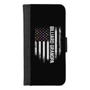 Vintage USA American Flag Pool Billiard Grandpa iPhone 8/7 Wallet Case