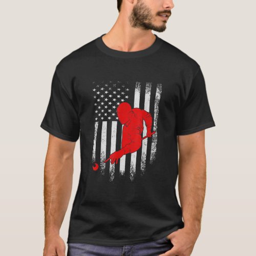 Vintage USA American Flag Pool Billiard Snooker T_Shirt