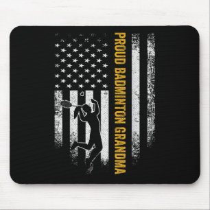 Vintage Usa American Flag Proud Badminton Grandma  Mouse Pad