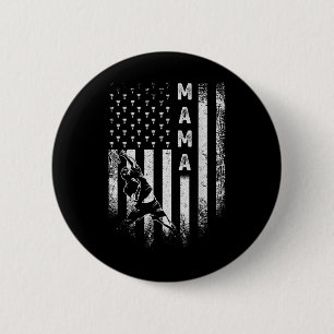 Vintage Usa American Flag Proud Badminton Mama Sil Button