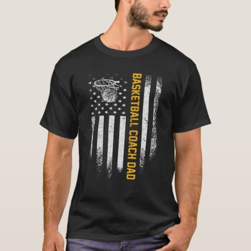 Vintage USA American Flag Proud Basketball Coach D T_Shirt