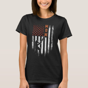 Vintage Usa American Flag Proud Cricket Mom Silhou T-Shirt