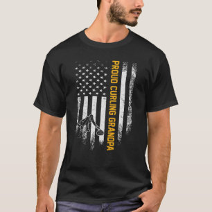 Vintage Usa American Flag Proud Curling Grandpa Si T-Shirt