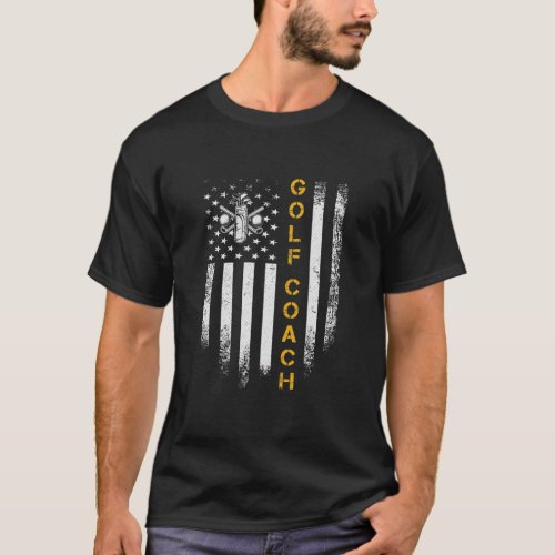 Vintage USA American Flag Proud Golf Coach Golfer T_Shirt