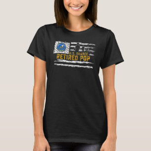 Vintage USA American Flag Proud Retired US Seabee T-Shirt
