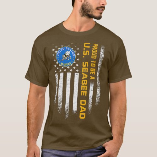 Vintage USA American Flag Proud To Be A Seabee T_Shirt